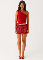 Mercer Sequin Mini Shorts - Red