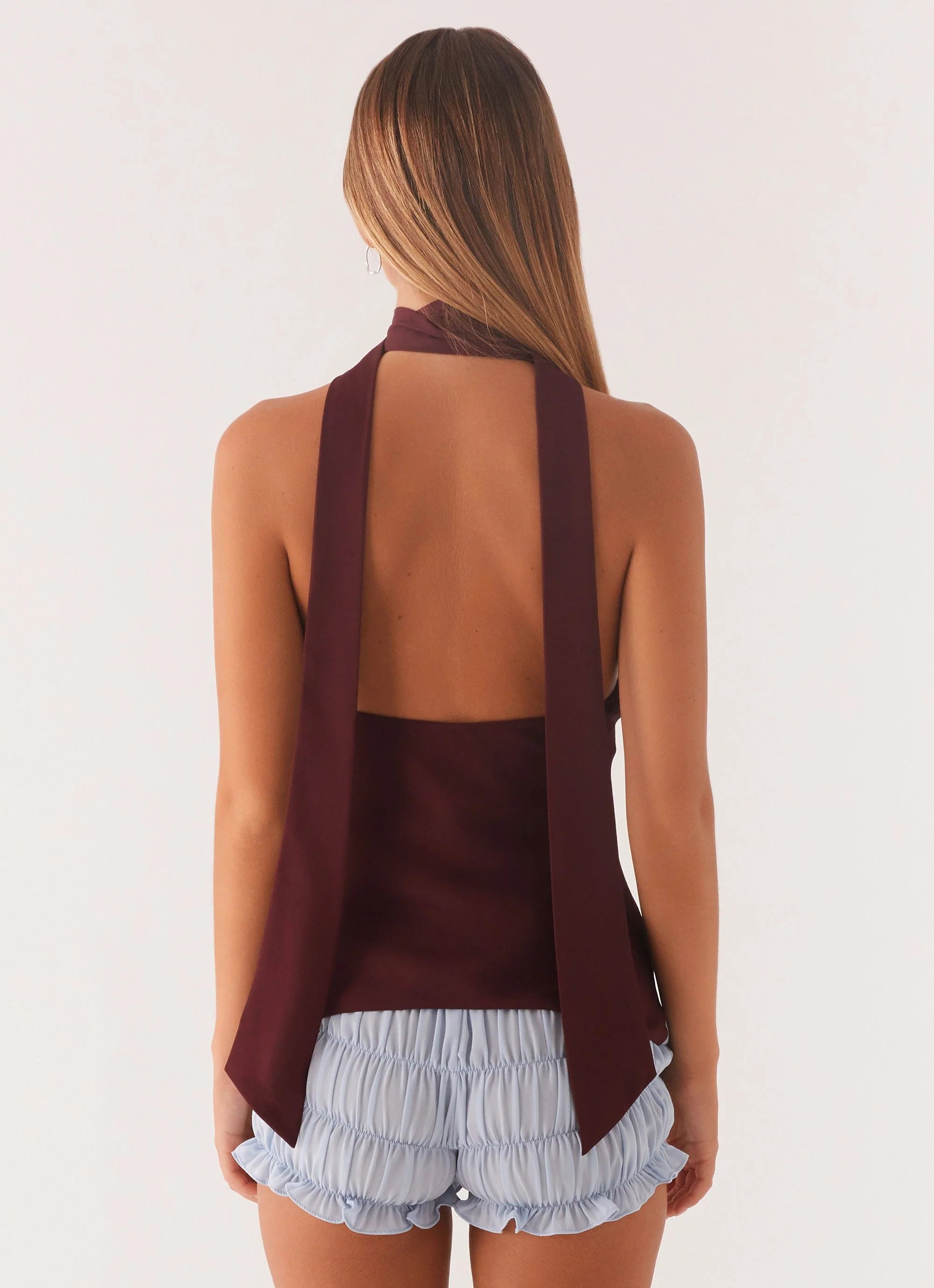 Catarina Halter Top - Maroon Print