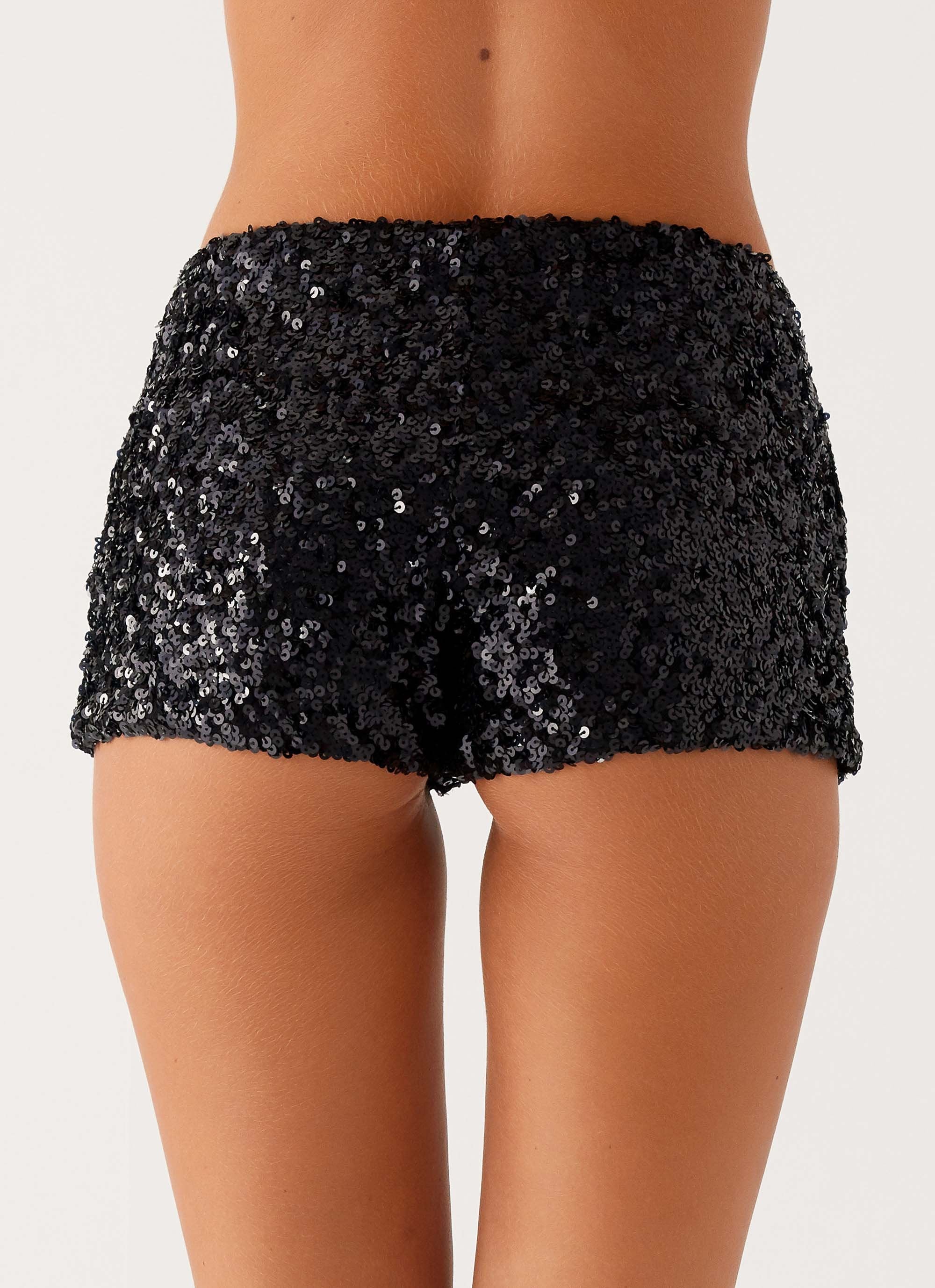 After Midnight Low Rise Sequin Mini Shorts - Black