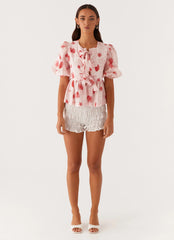 Western Wind Tie Top - Rose Leopard