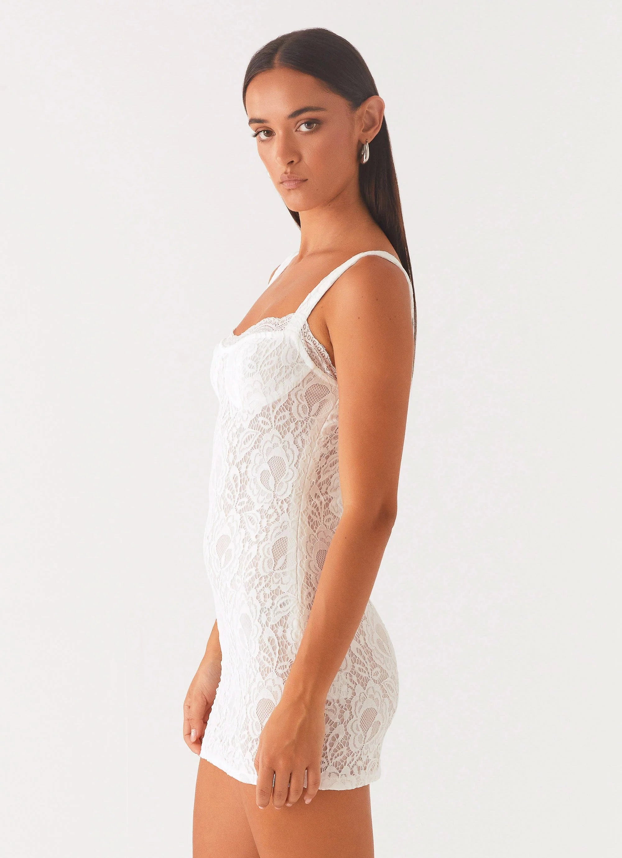 Maree Lace Mini Dress - White