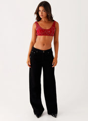 Mercer Sequin Bralette - Red