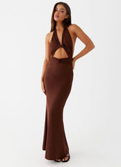 Carolina Twist Maxi Dress - Chocolate