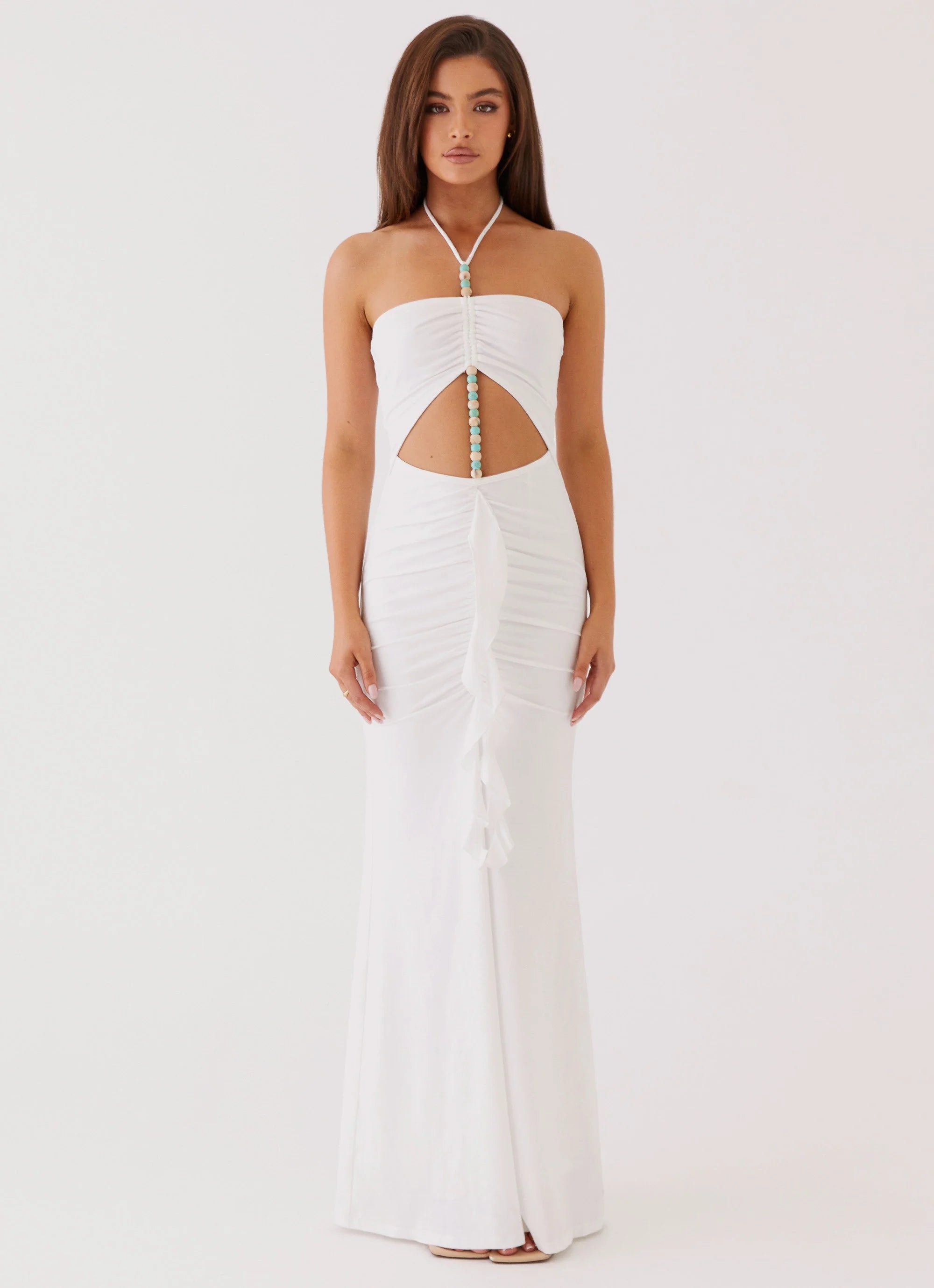 Serina Ruffle Maxi Dress - White