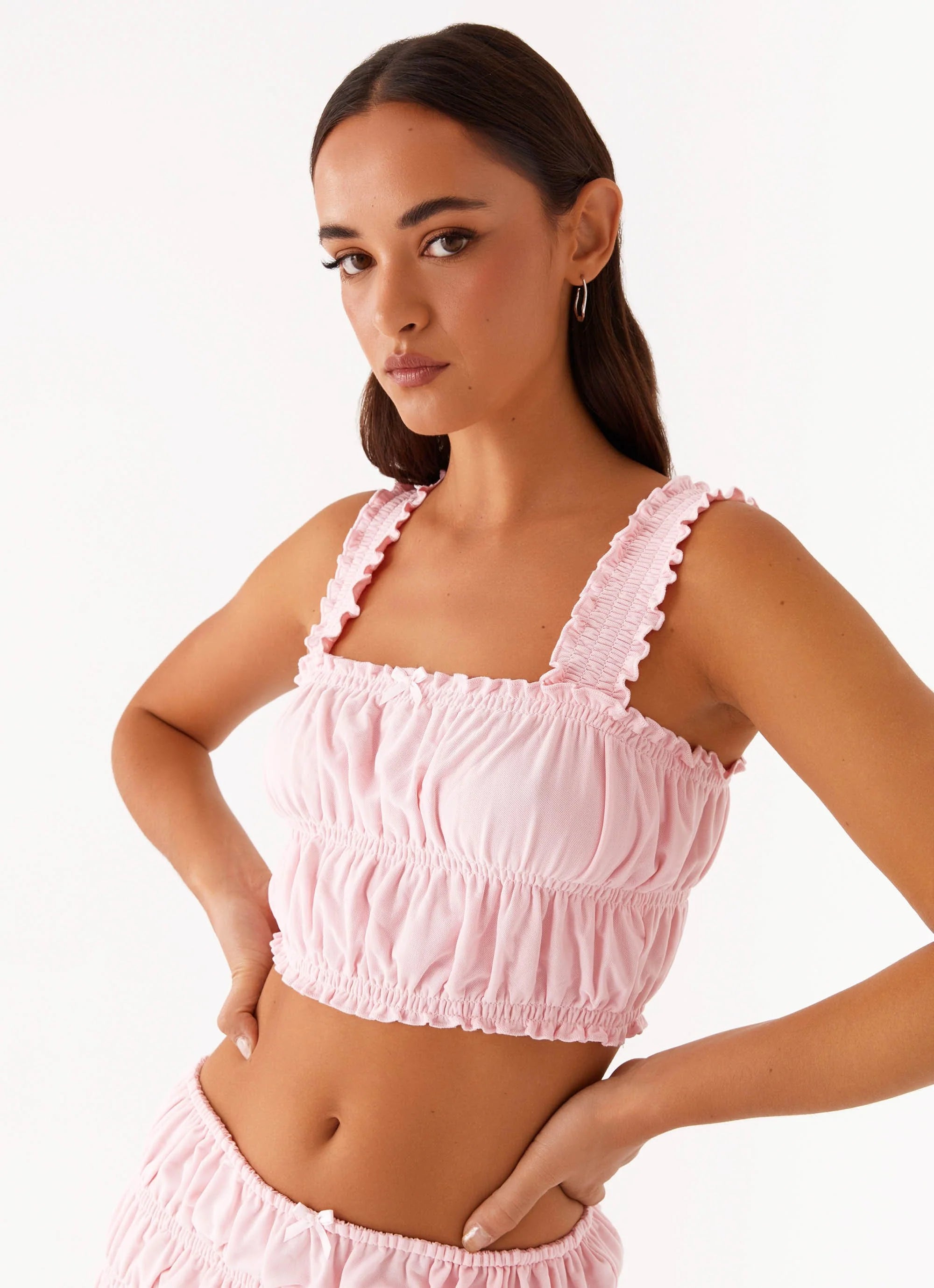 Off By Heart Shirred Top - Blush