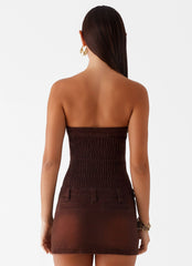 Heading South Mini Dress - Brown