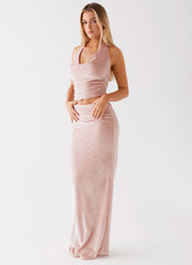 Josie Velvet Maxi Skirt - Pink