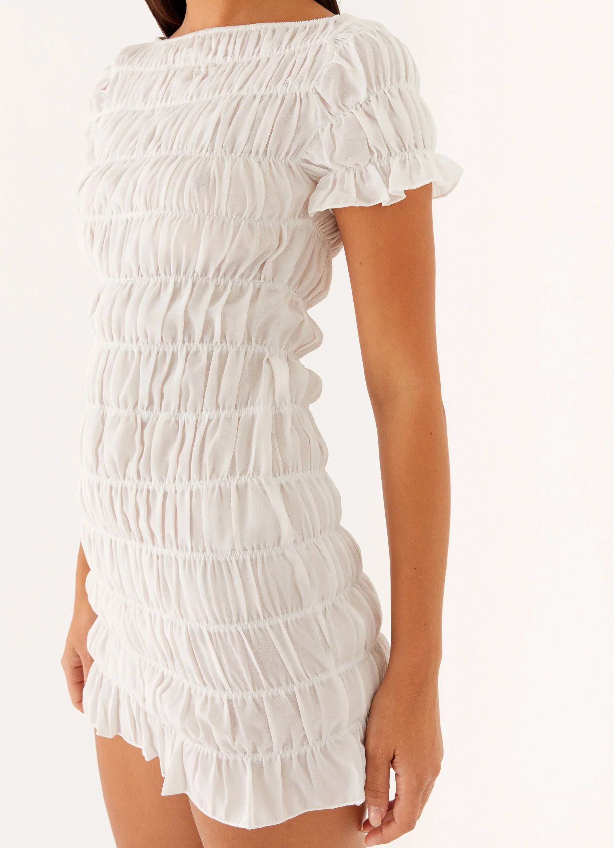 Rita Ruched Mini Dress - White