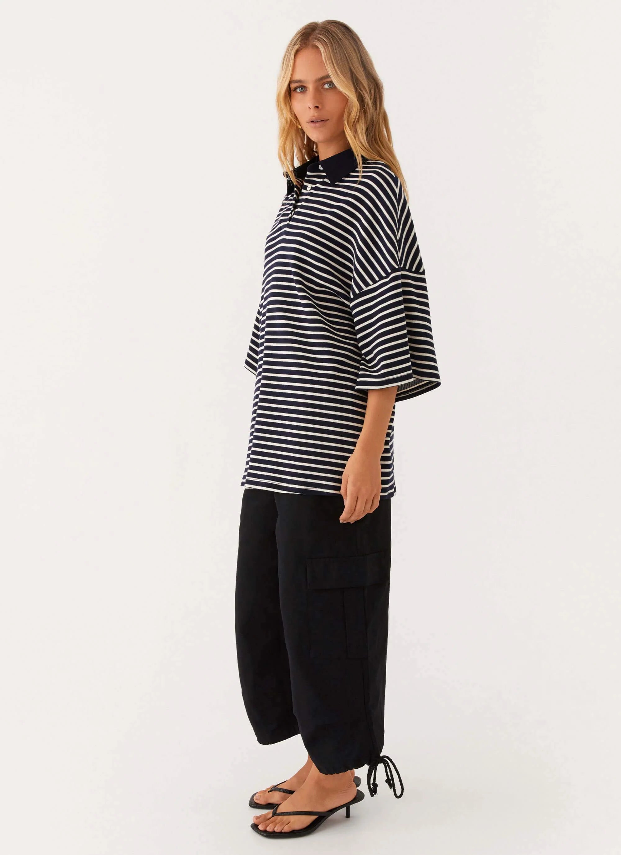 Undefeated Oversized Polo Top - Stripe