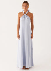 Golden Child Linen Maxi Dress - Blue