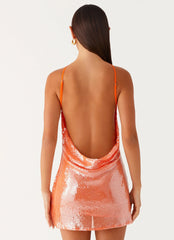 Radiant Energy Cowl Back Mini Dress - Orange