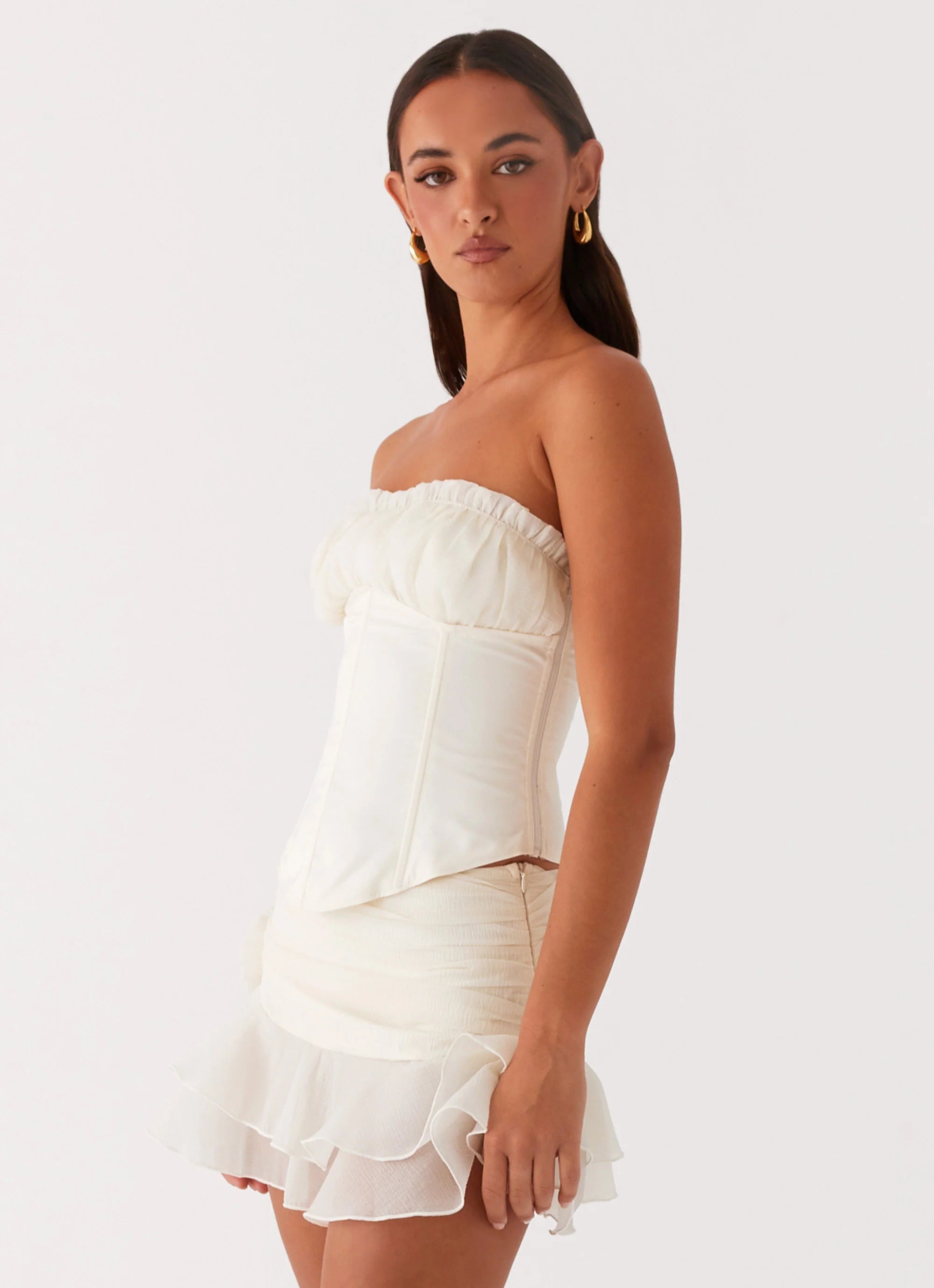 Call Me Never Strapless Corset Top - Ivory