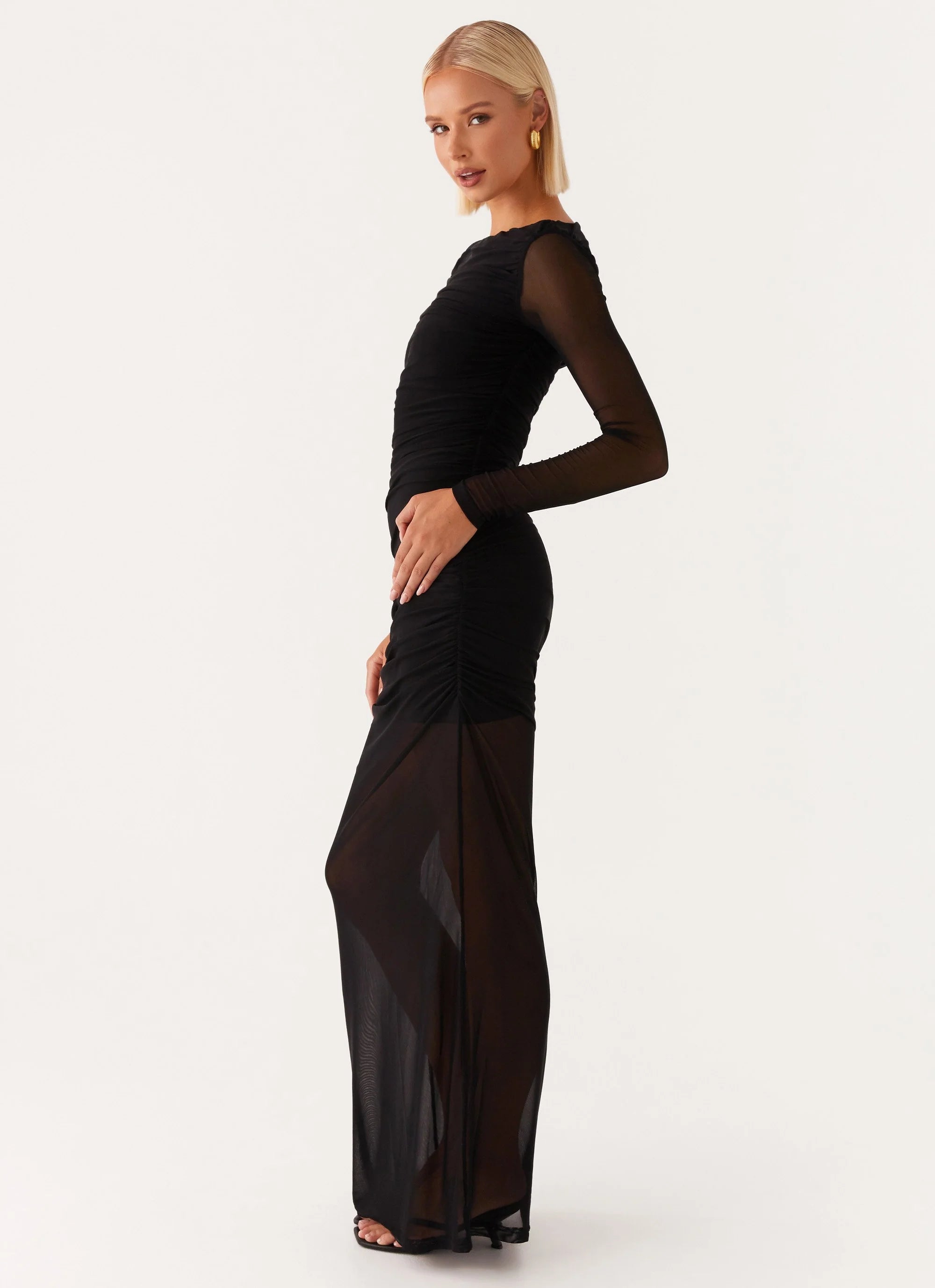 Truly you Mesh Maxi Dress - Black