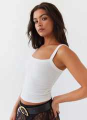 Eliza Ribbed Tank Top - White