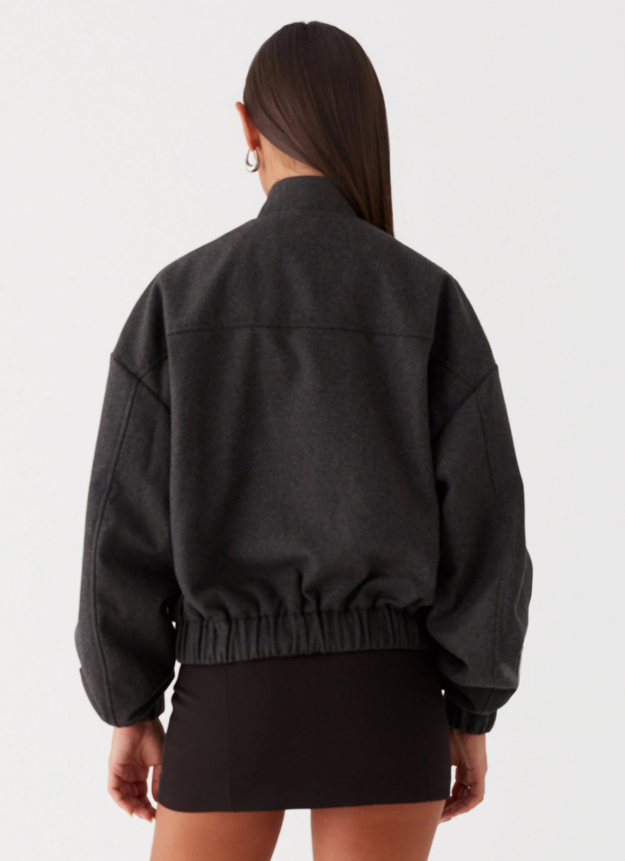 Lorelei Oversized Bomber Jacket - Charcoal