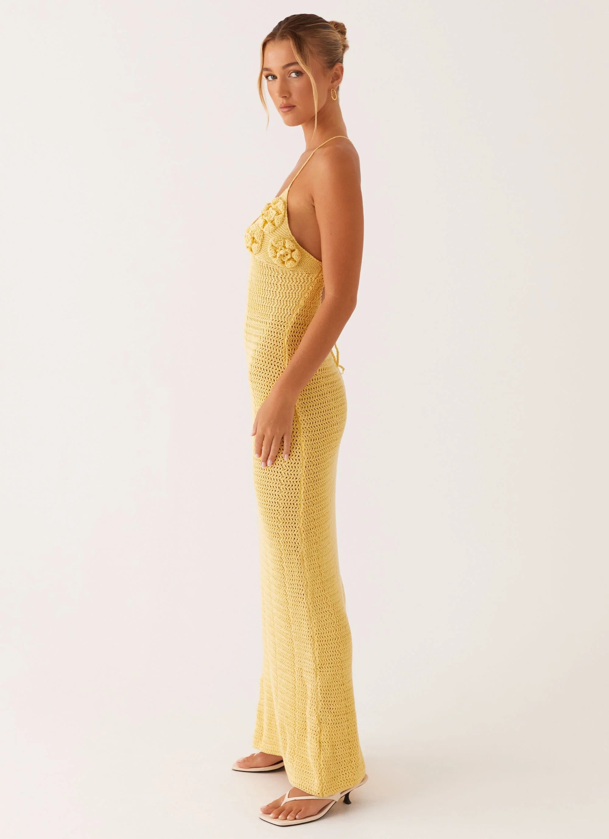 Zara Rose Crochet Maxi Dress - Yellow