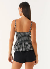 Laura Top - White Black Check