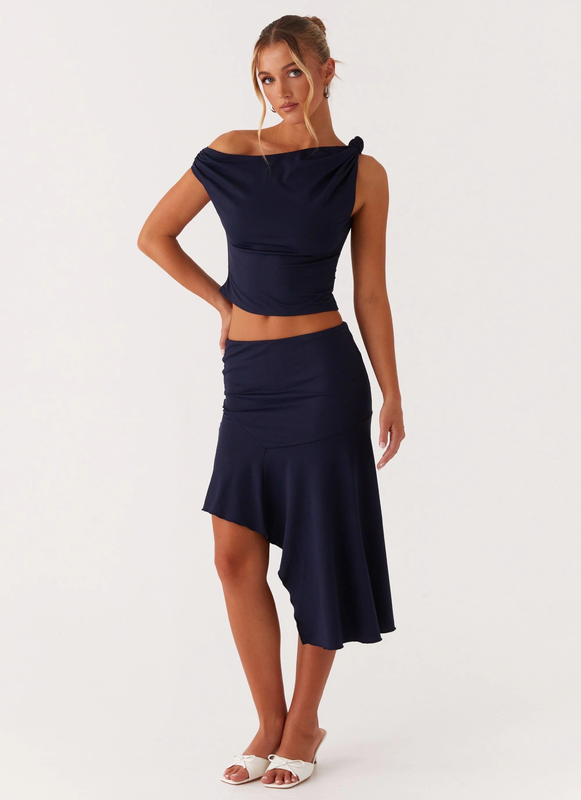 Viola Midi Skirt - Navy