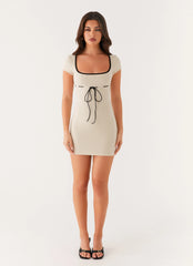 Keoni Ribbed Mini Dress - Oatmeal