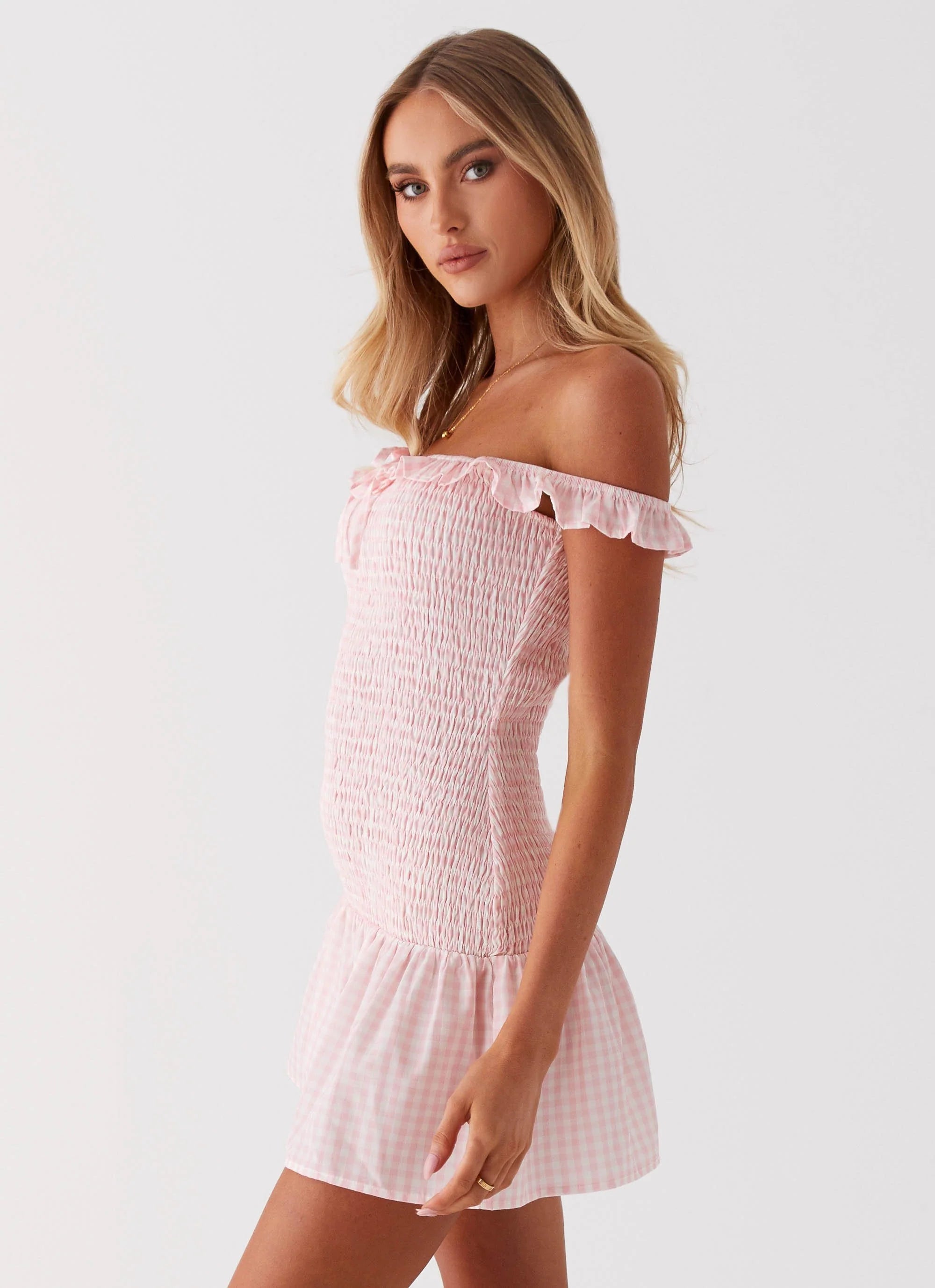 Anica Mini Dress - Pink Gingham