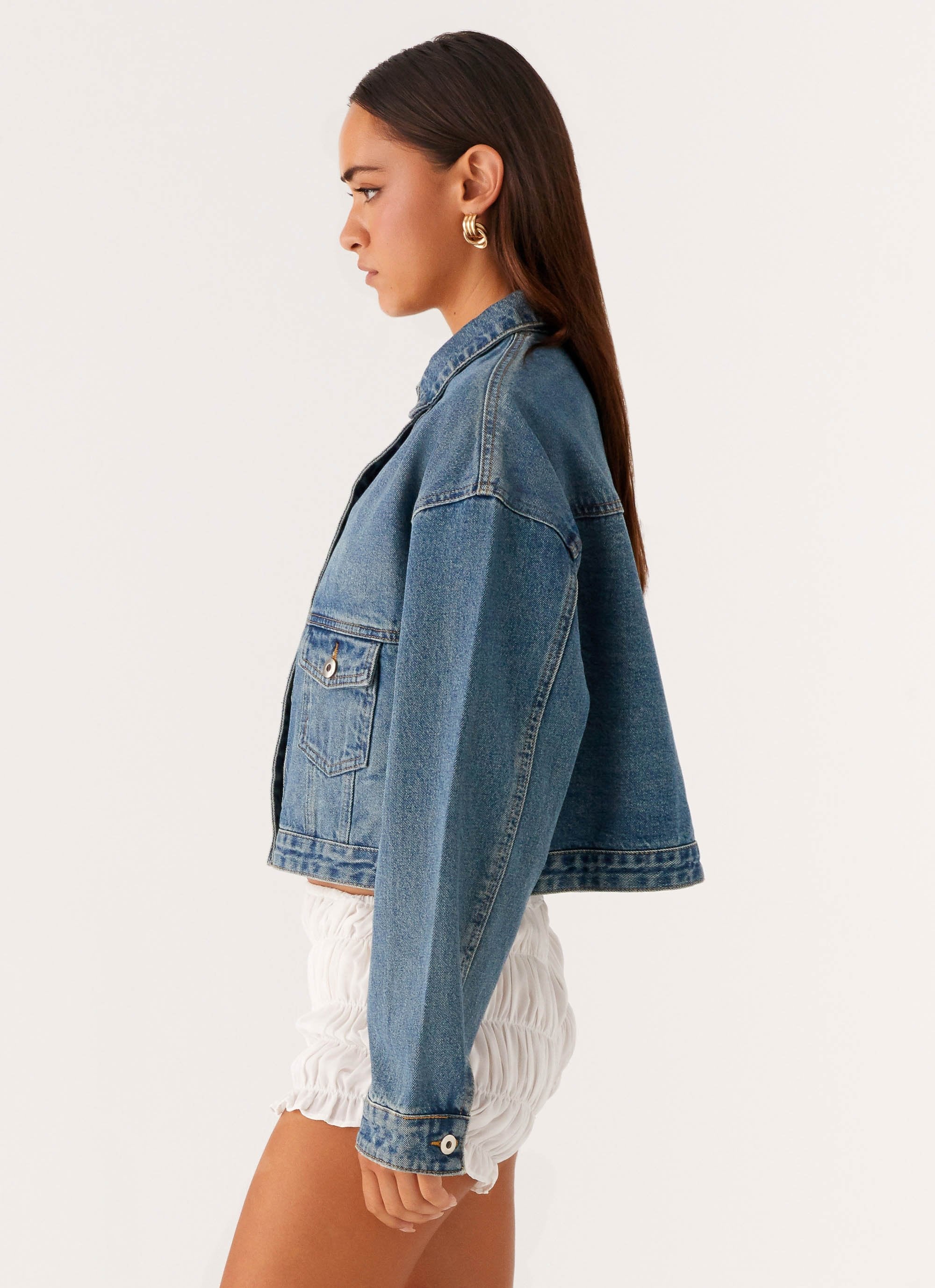 Kristy Oversized Denim Jacket - Blue