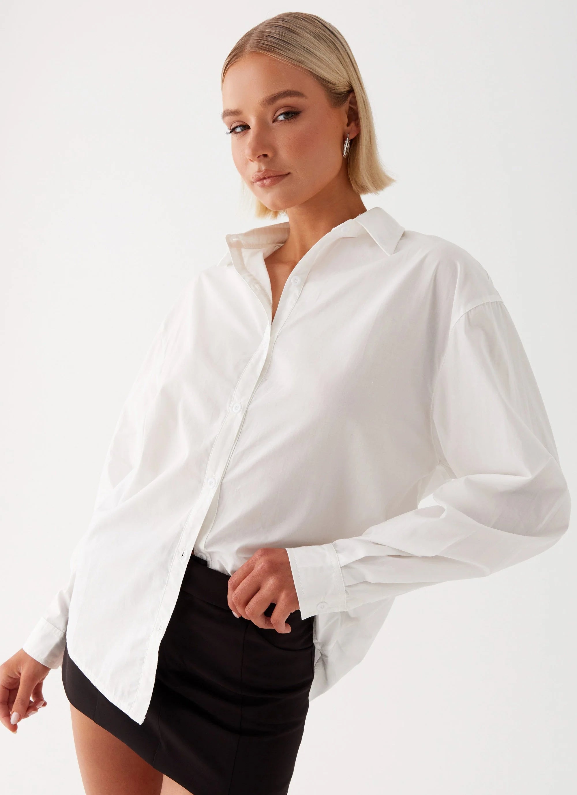 Laurel Long Sleeve Oversized Shirt - White