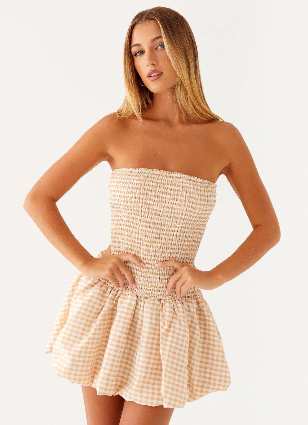 Cassidy Mini Dress - Orange Gingham