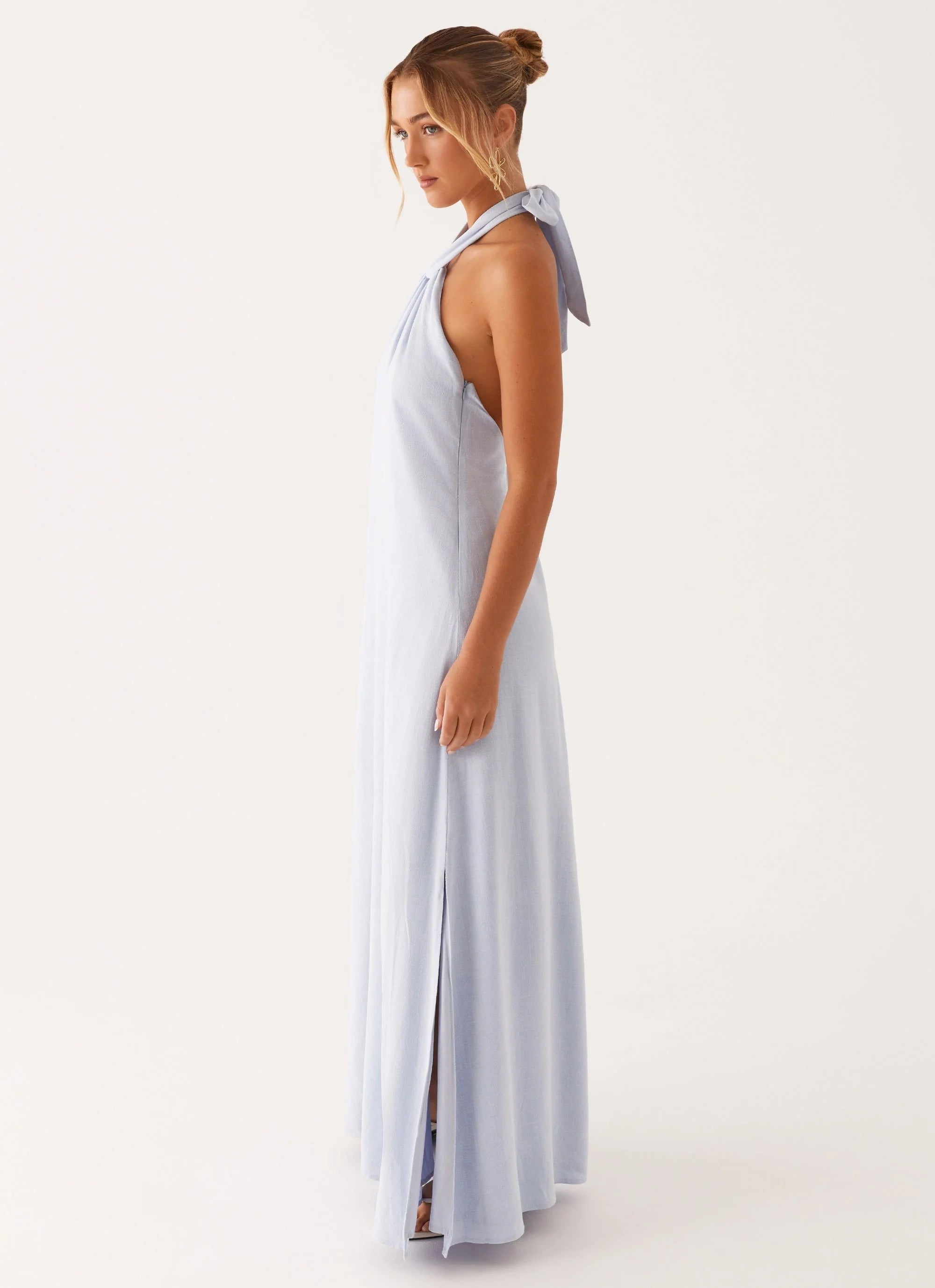 Golden Child Linen Maxi Dress - Blue