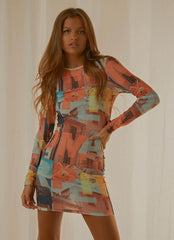 Sidewalk Style Mini Dress - PM Graphic Print