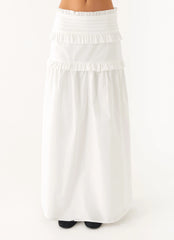 Effortless Tiered Maxi Skirt - White