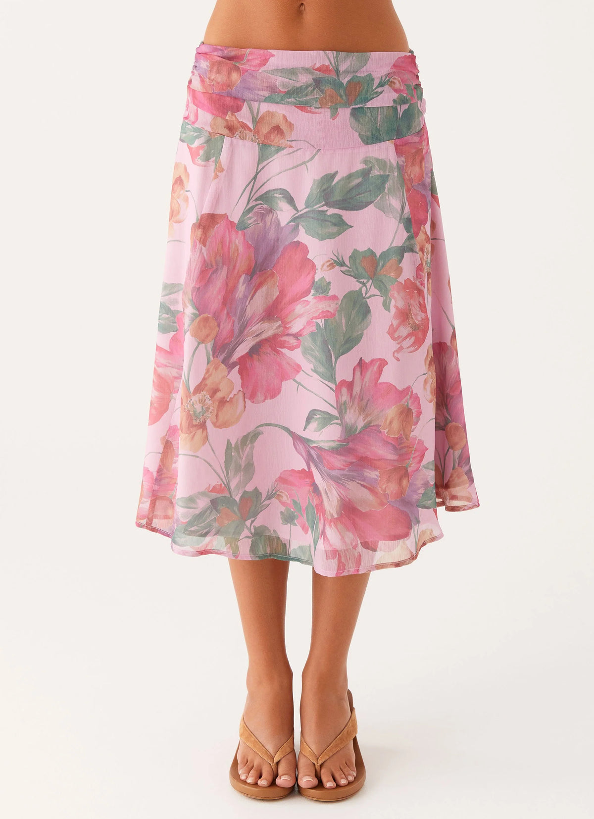 Valley Midi Skirt - Pink Floral