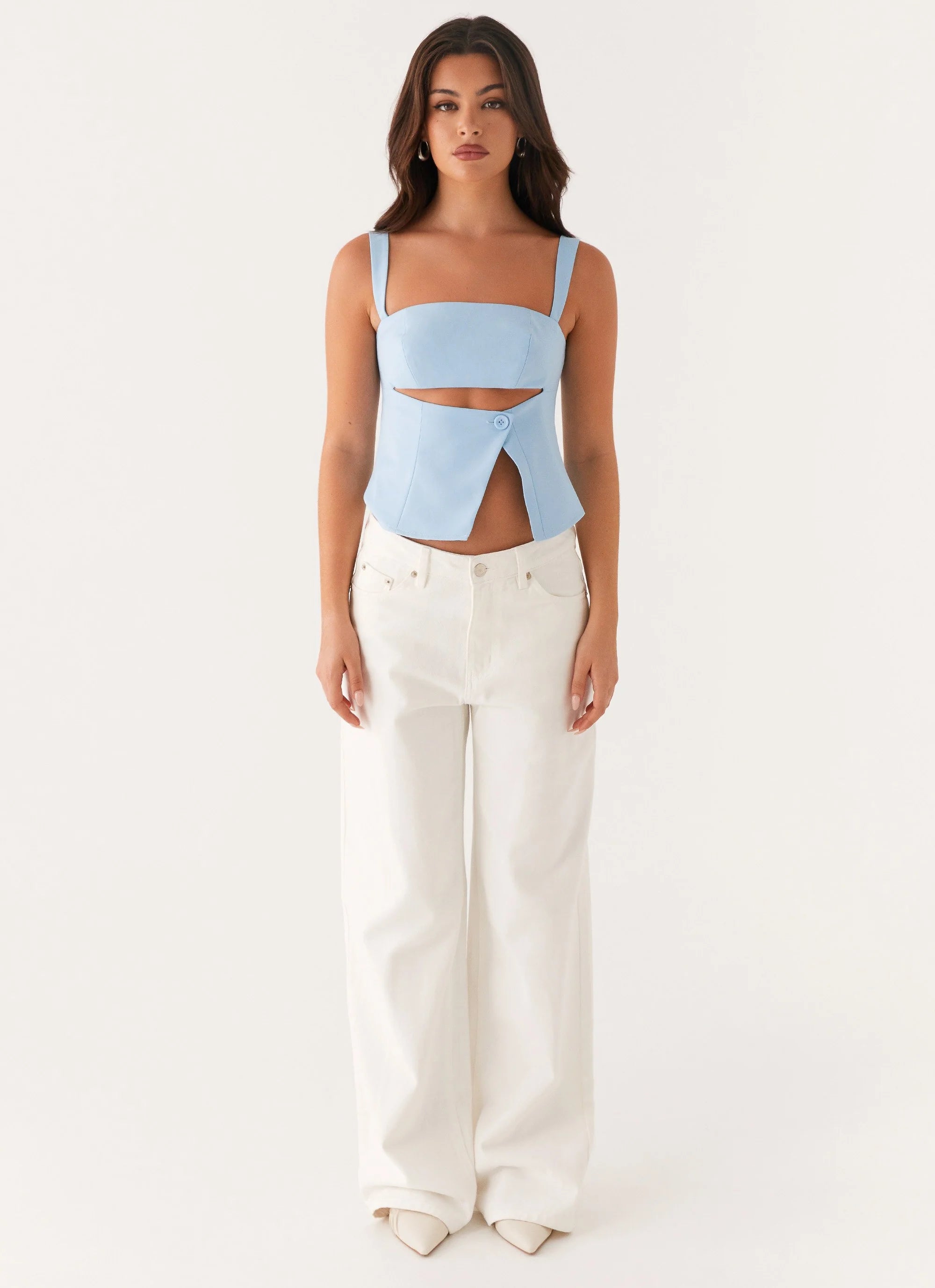 Pia Cut Out Top - Pastel Blue