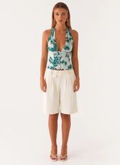 Let's Pretend Halterneck Top - Cloud Nine Floral