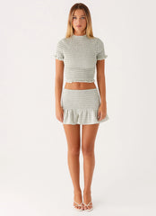 Sweetest Pie Mini Skirt - Sage Gingham