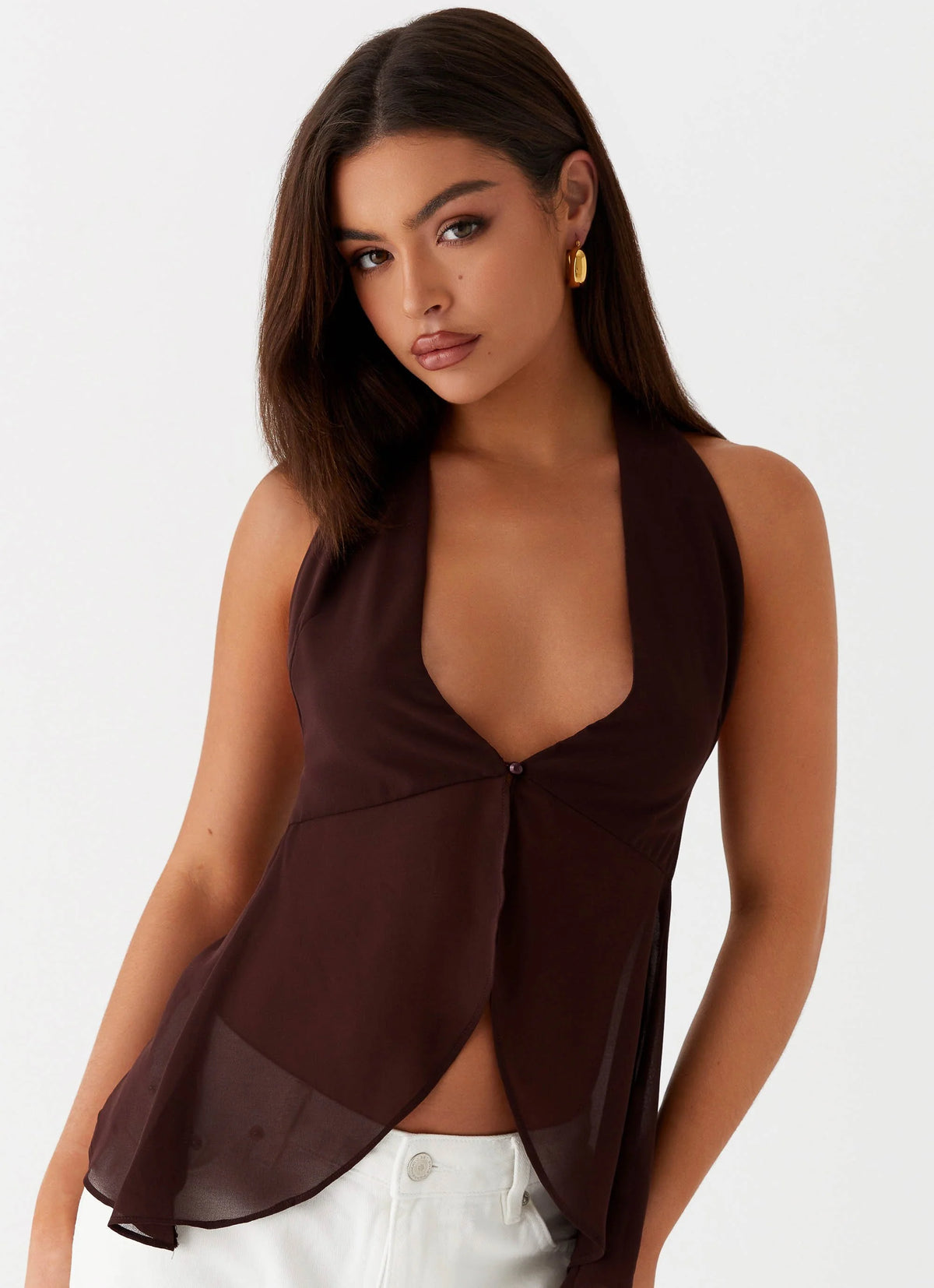 At Last Halterneck Top - Brown