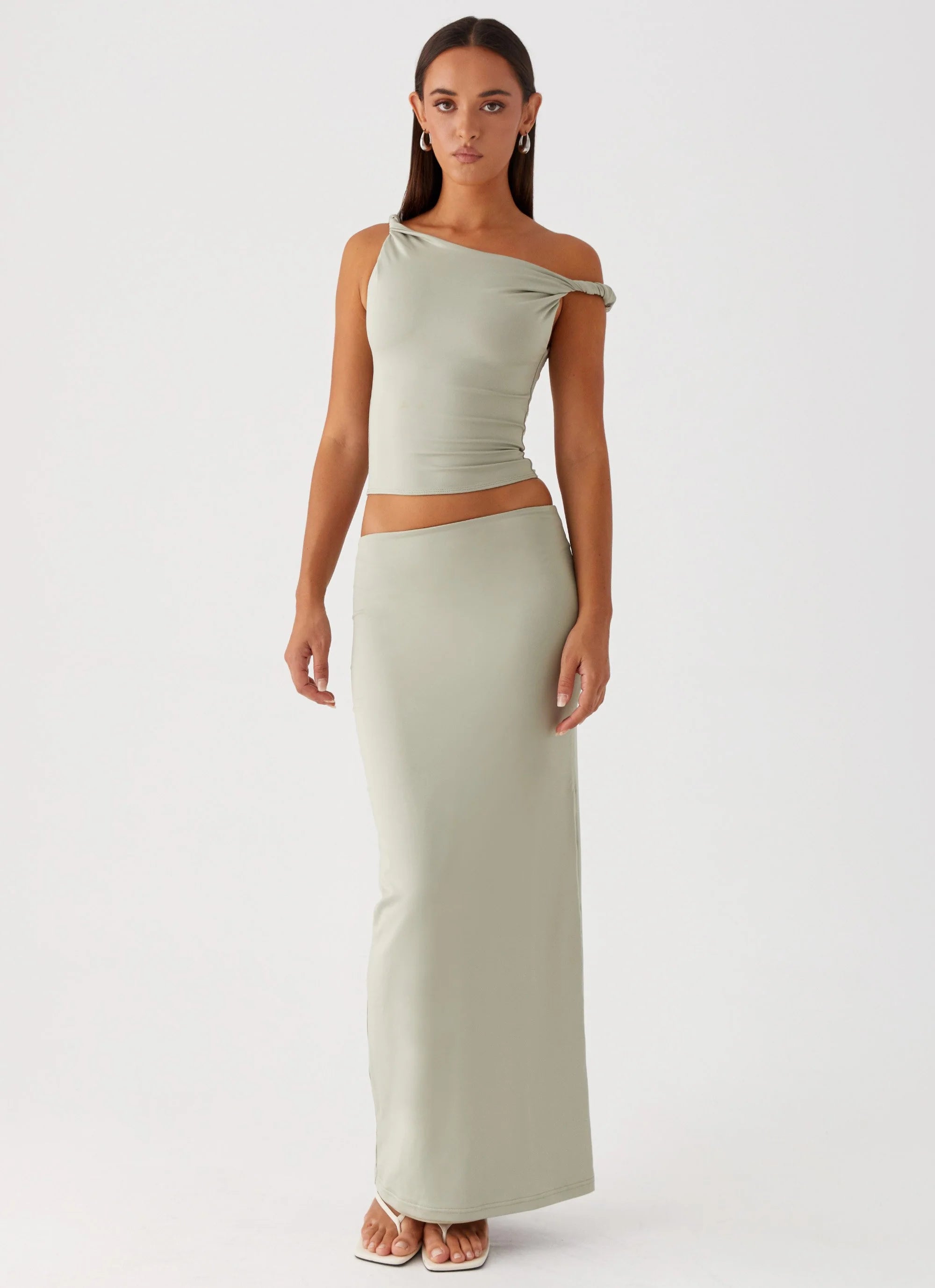 Solace Soul Twist Shoulder Top - Sage