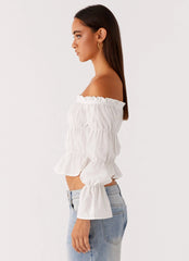 Imara Ruched Long Sleeve Top - Ivory