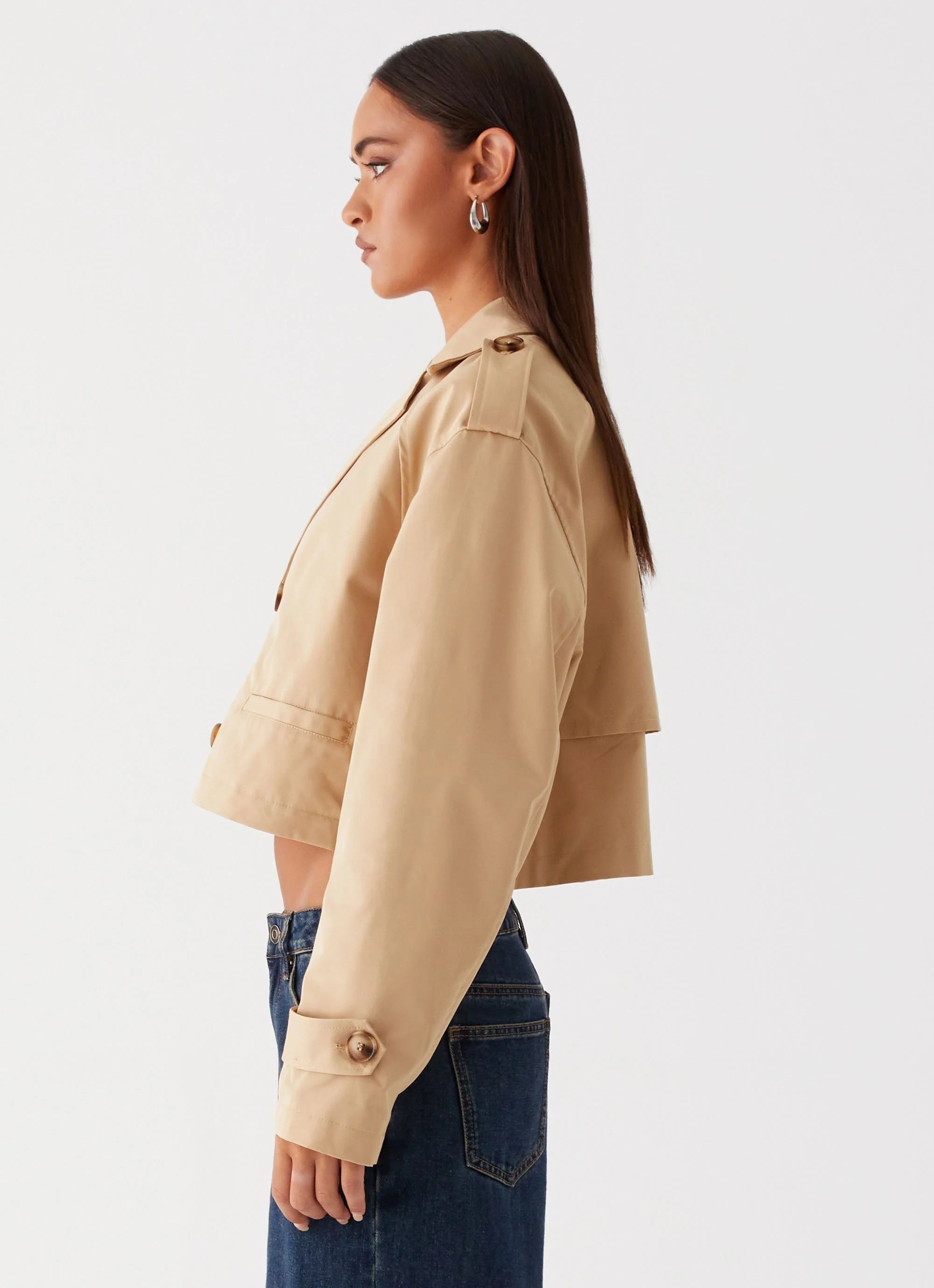 Teddie Cropped Trench Coat - Camel