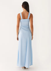 Odette Satin Maxi Dress - Blue