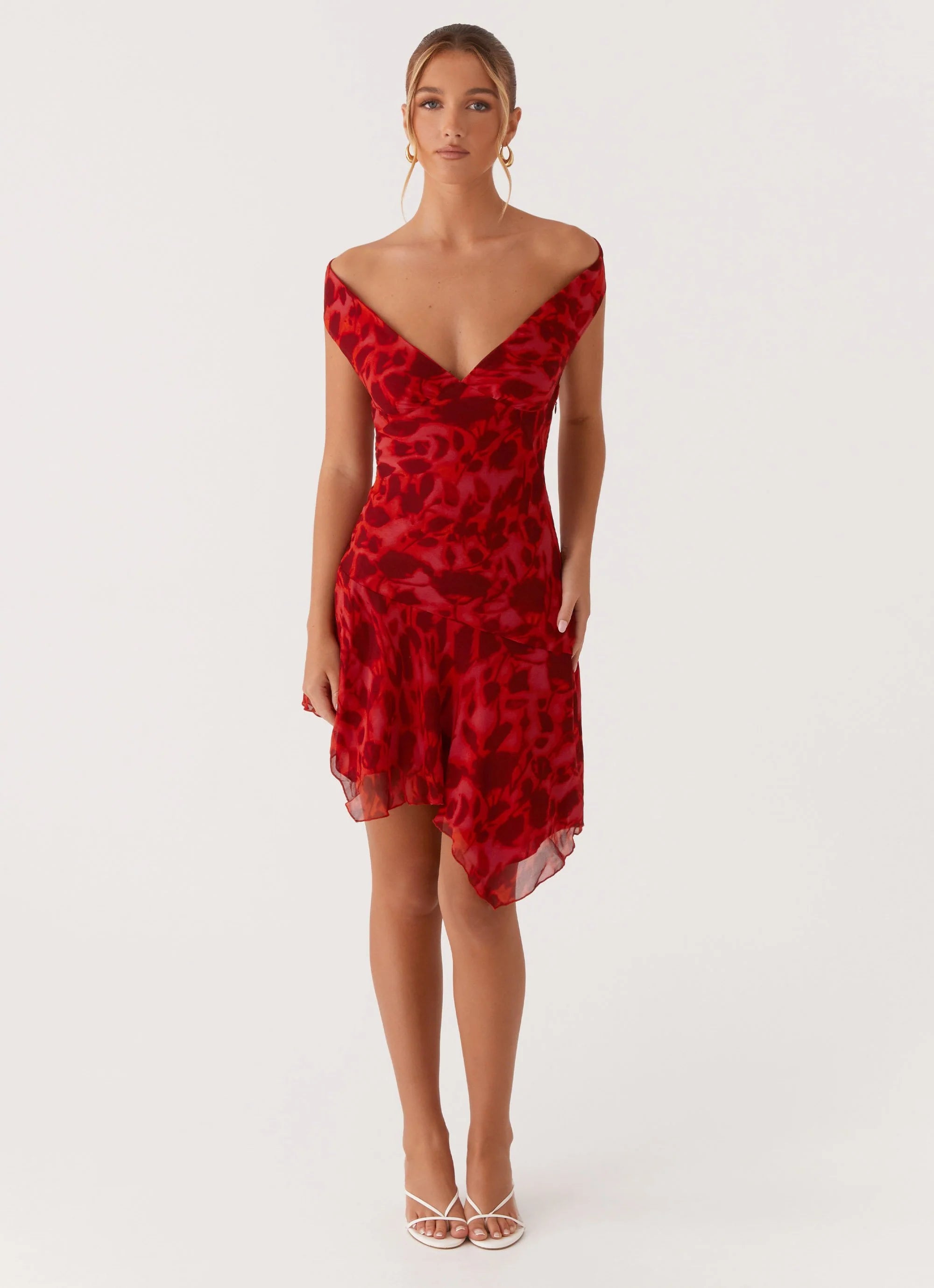 Alma Mini Dress - Deep Red Floral