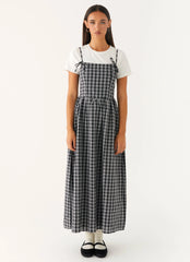 Ramsey Midi Dress - White Black Check