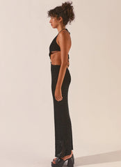 Afternoons In Majorca Crochet Maxi Dress - Black Sand