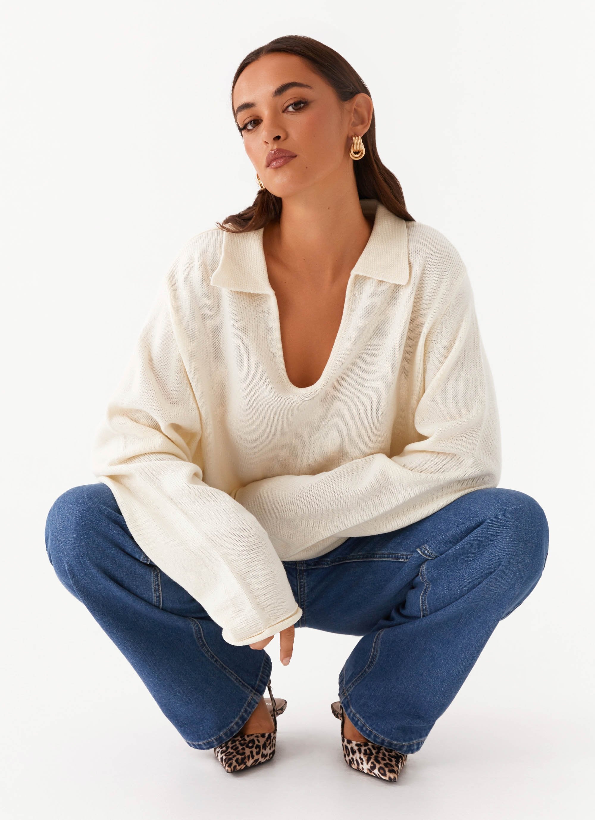 Deena Knit Sweater - White