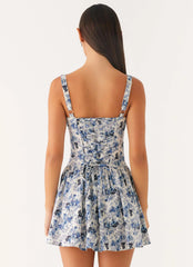 Nash Bust Mini Dress - Serene Sky Floral