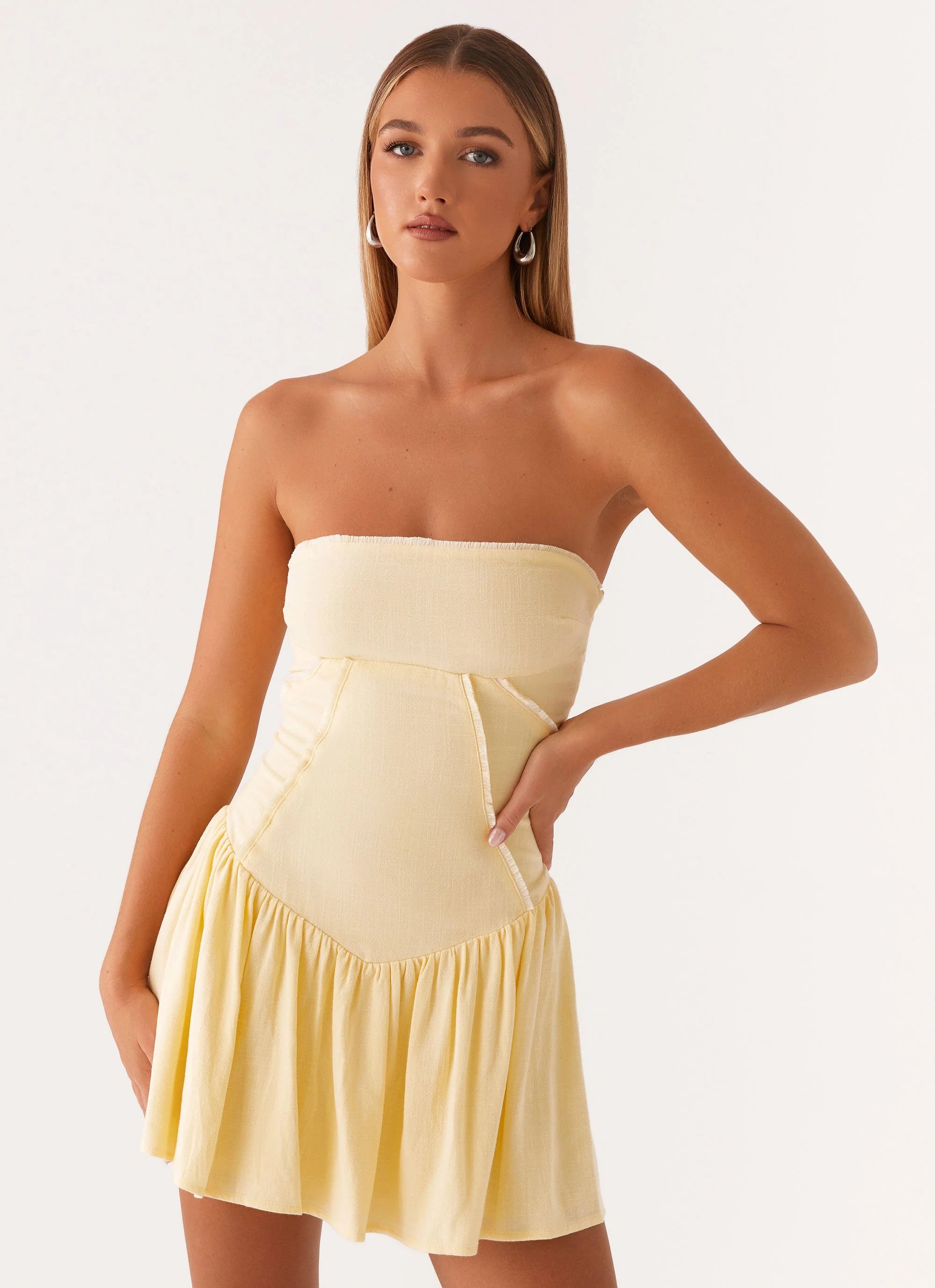 Larnie Linen Mini Dress - Lemon