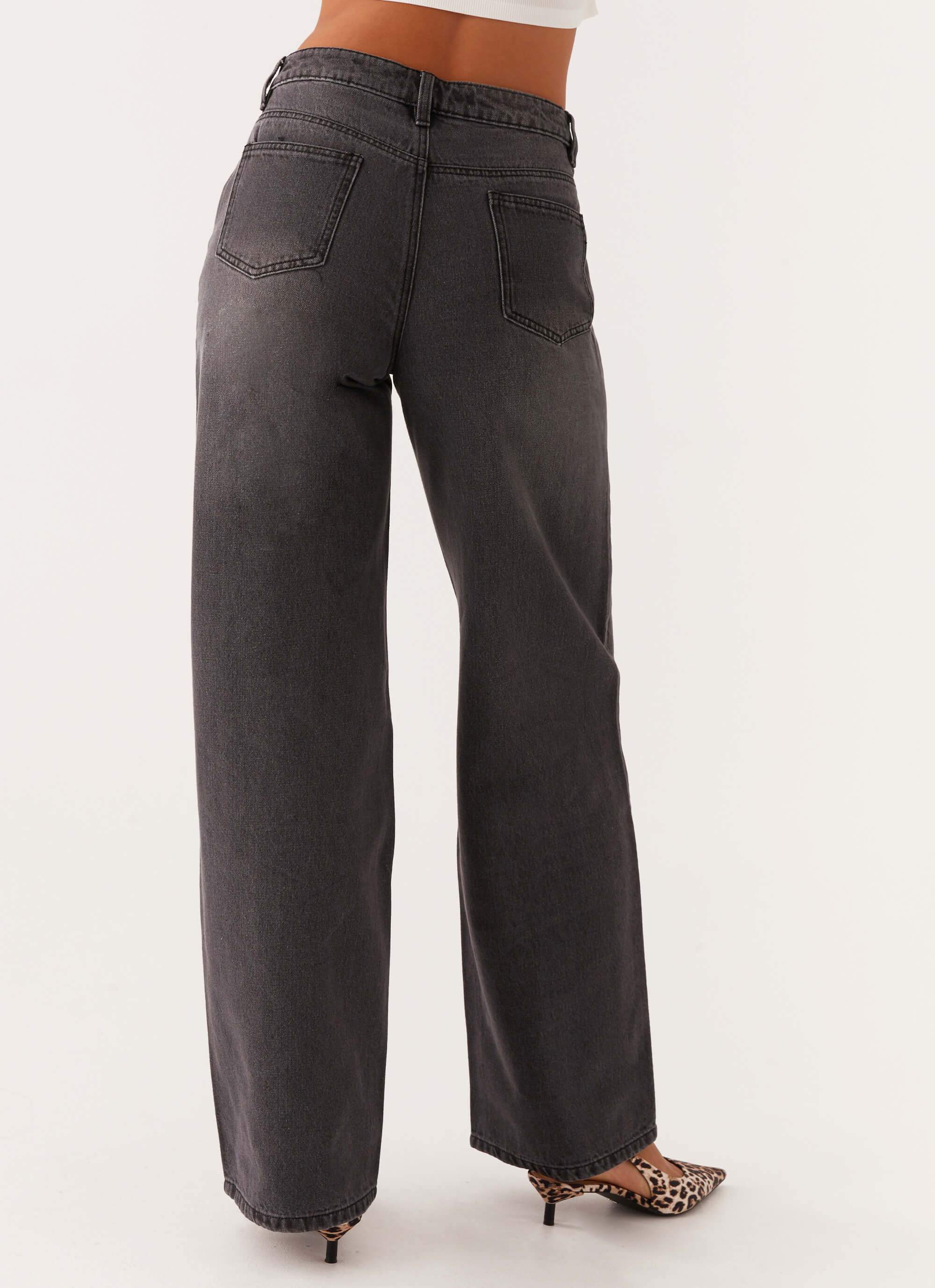 Keanna Low Rise Denim Jeans - Charcoal