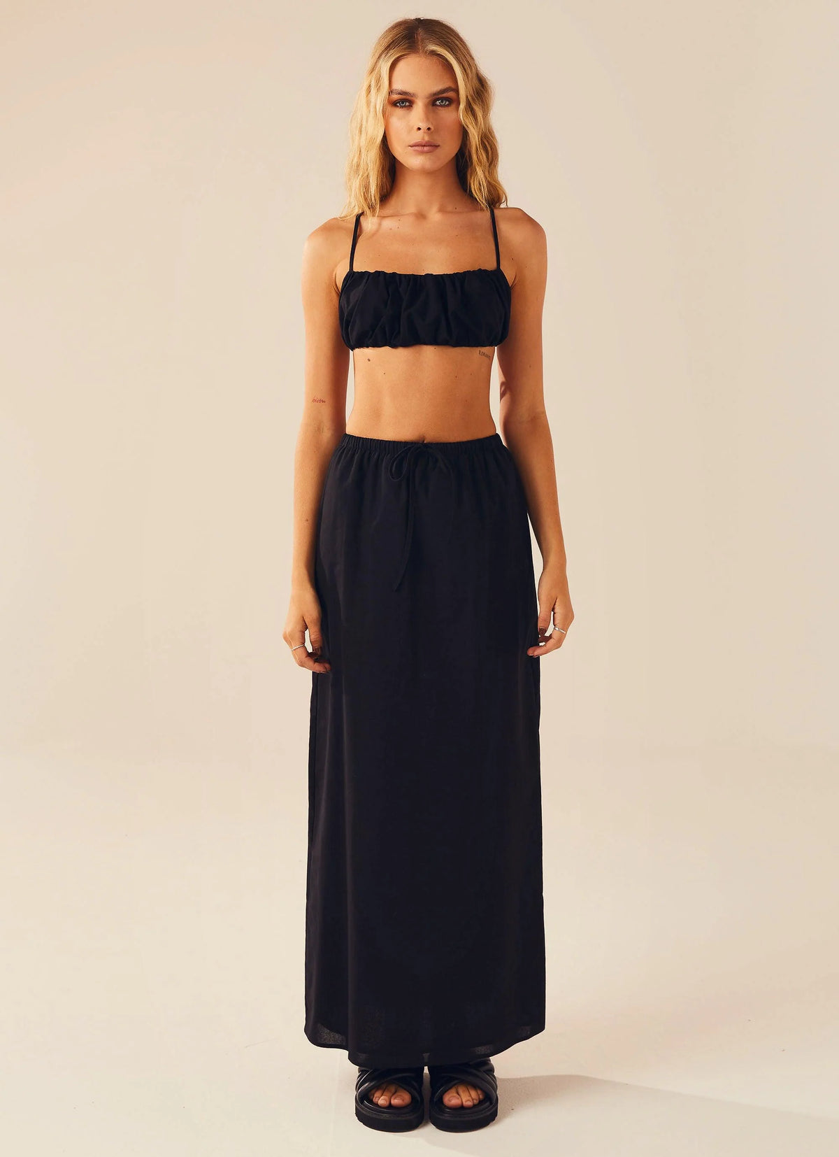 Sicilian Sun Maxi Skirt - Black