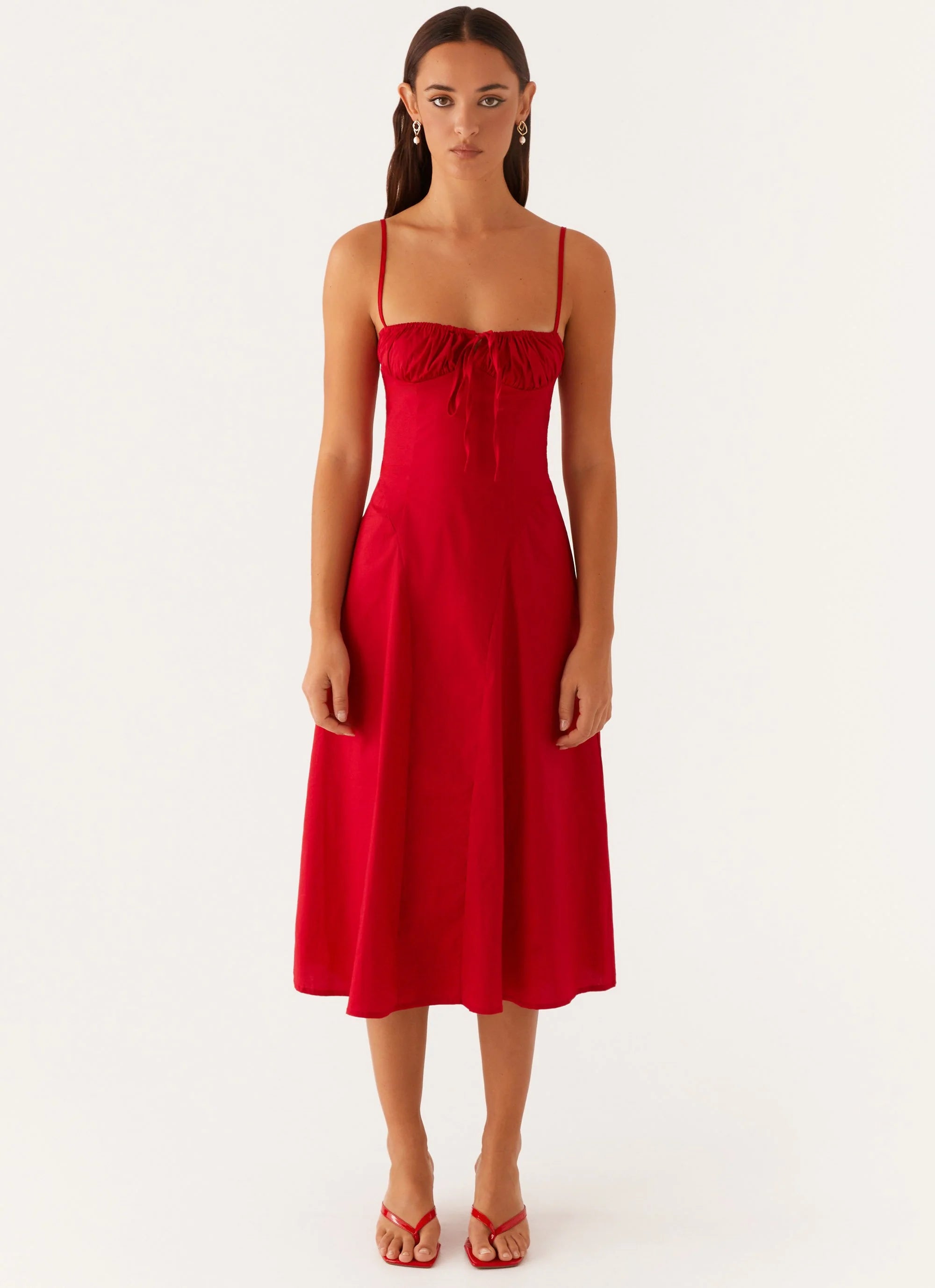 Thoughts Of You Midi Dress - Red