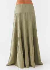 Mariella Linen Maxi Skirt - Sage