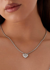 Pending Heart Necklace - Silver